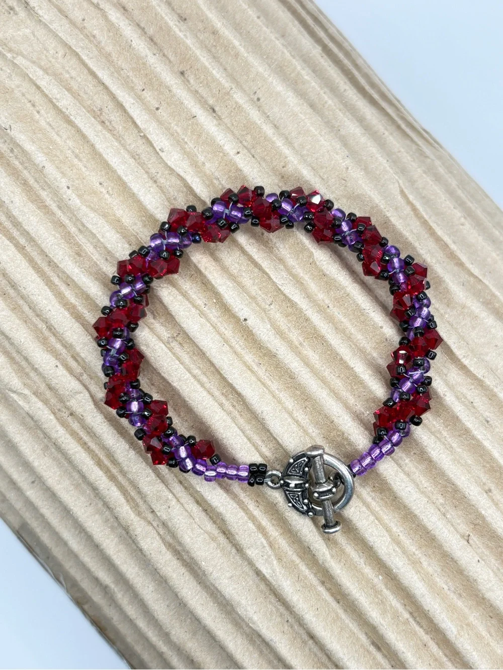 Austrian Swarovski Crystal Handmade Red & Purple Beaded Women's Bracelet